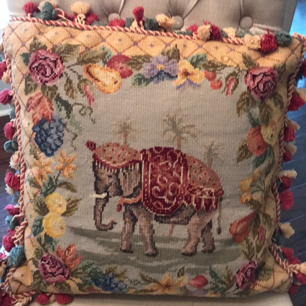 Needlepoint pillow- velvet back.